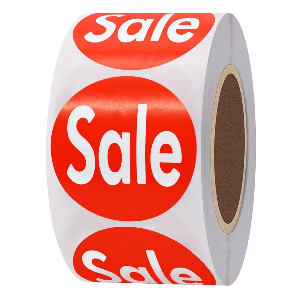 2668 Red Retail Sale Stickers 1.5" Round Circle Labels 500 Total Per Roll